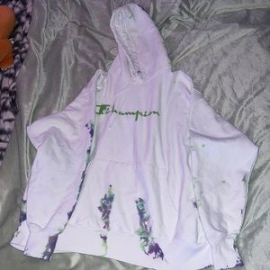 Champion ty dye white hoodie